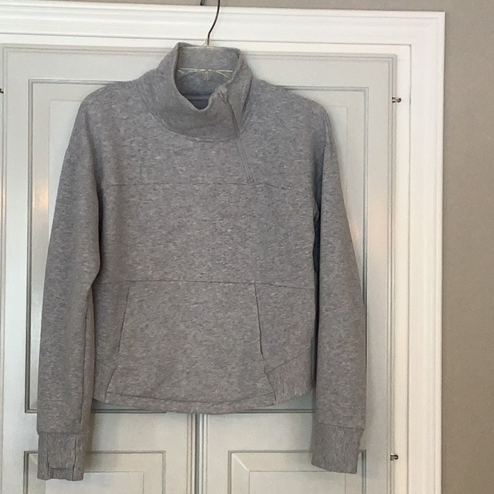 North Face Heather Grey Fleece 1/4 ZIP Sz Medium